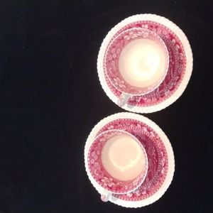 Copeland Spode's Tower England Set of Two Tea Cups and Saucers